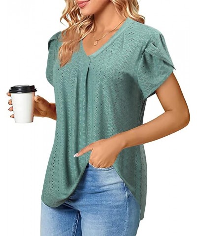 Women's Short Sleeve Tunic Tops Floral Double Layers Casual Dressy Blouse Shirts Green-03 $9.89 Tops