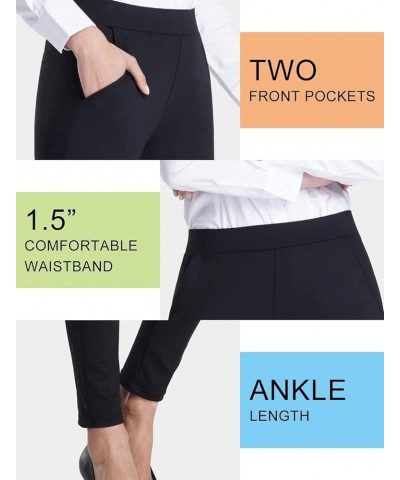 Women's Regular/Fleece Skinny Leg Work Pull on Slim Stretch Yoga Dress Pants w/Tummy Control Petite 27" Inseam Black $17.15 P...