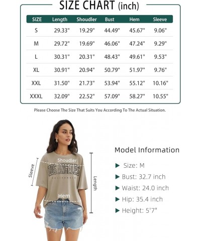 Womens Oversized T Shirts Loose Fit Crewneck Short Sleeve Tops Summer Casual Blouse Y2K 2024 Basic Tee Khaki $10.39 T-Shirts