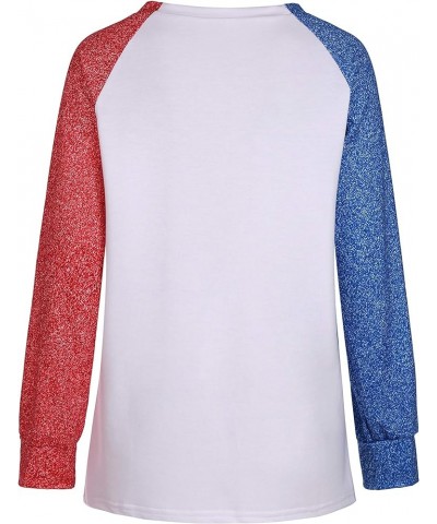 Womens Star Print Colorblock Shirt Long Sleeve American Flag 4th of July Pullvoer Blouse Tops Zd-white Baseball Shirt $12.60 ...