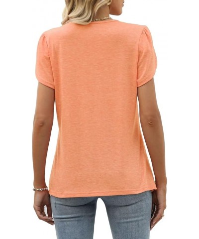 Womens Tops Petal Short Sleeve V Neck Casual Summer 2023 Trendy Shirts Tshirts Fashion Blouses Button Orange $11.79 Blouses