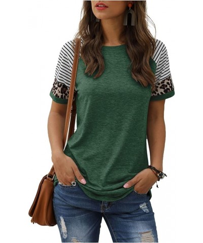 Women Summer Casual Shirts: Short Sleeve Striped Tunic Tops - Womens Crew Neck Tee Tshirt Blouses 23 Green $11.64 T-Shirts