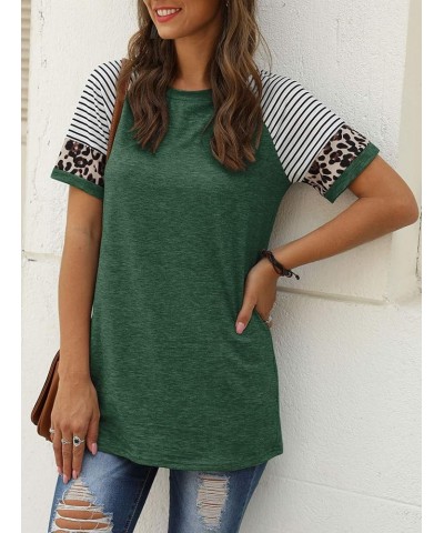 Women Summer Casual Shirts: Short Sleeve Striped Tunic Tops - Womens Crew Neck Tee Tshirt Blouses 23 Green $11.64 T-Shirts