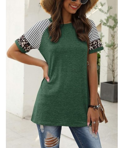 Women Summer Casual Shirts: Short Sleeve Striped Tunic Tops - Womens Crew Neck Tee Tshirt Blouses 23 Green $11.64 T-Shirts