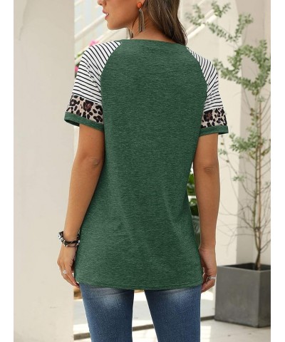 Women Summer Casual Shirts: Short Sleeve Striped Tunic Tops - Womens Crew Neck Tee Tshirt Blouses 23 Green $11.64 T-Shirts