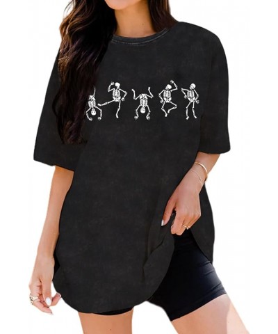 Women’s Dancing Skeleton Shirt Skull Graphic T Shirt Vintage Retro Tees Short Sleeve Oversized Tops Vintage Black $13.74 T-Sh...