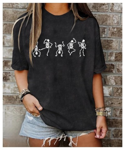 Women’s Dancing Skeleton Shirt Skull Graphic T Shirt Vintage Retro Tees Short Sleeve Oversized Tops Vintage Black $13.74 T-Sh...