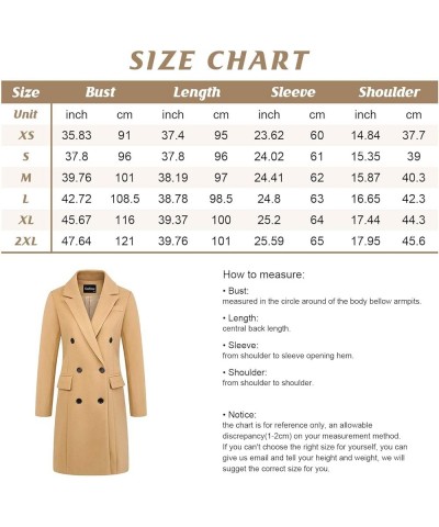 Women's Basic Designed Notch Lapel Double Breasted Mid-Long Wool Pea Coat Wine Red $28.74 Coats