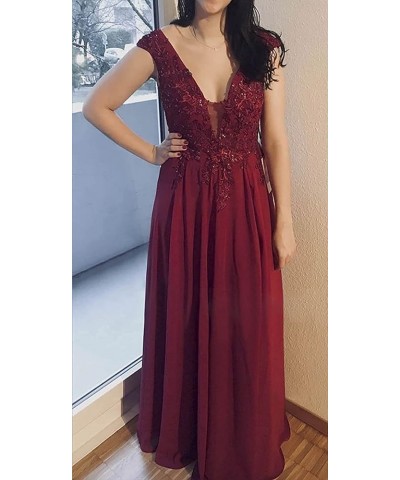 Lace Appliques Bridesmaid Dresses for Women V Neck A Line Chiffon Long Prom Dress with Slit SYYS017 Dusty Sage $38.99 Dresses