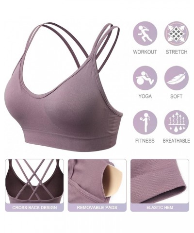 Women's Cross Back Sports Bra Padded Strappy Medium Support Yoga Bra for Workout Fitness 3 Pack 3pack(black+white+purple) $18...