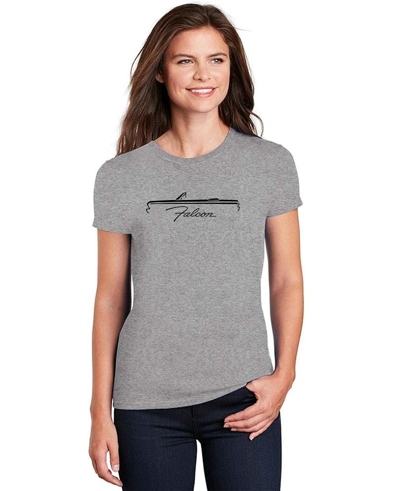 1964 1965 Ford Falcon Convertible Classic Outline Design Ladies Cotton Tshirt Grey $10.00 T-Shirts