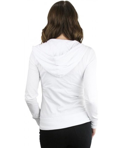 Women's Long Sleeve Pull Over French Terry Kangaroo Pocket Hoodie Zip-up Jacket W/ Double Stitched Pockets - White $13.55 Hoo...