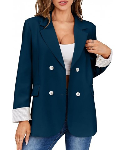 Oversized Blazer Jackets for Women Business Casual Open Front Long Sleeve Blazers with Pockets 2023 Fall Outfits Peacock Blue...