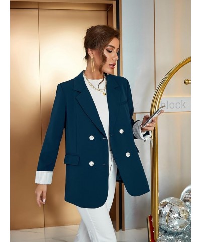 Oversized Blazer Jackets for Women Business Casual Open Front Long Sleeve Blazers with Pockets 2023 Fall Outfits Peacock Blue...