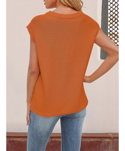 Women's Cap Sleeve Sweater Vest Summer Casual Crewneck Lightweight Knit Pullover Tank Tops Orange $19.79 Sweaters