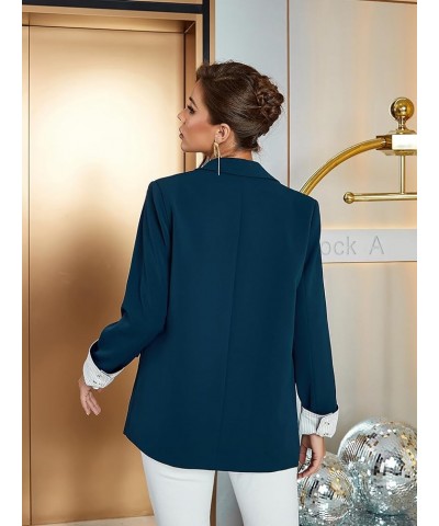 Oversized Blazer Jackets for Women Business Casual Open Front Long Sleeve Blazers with Pockets 2023 Fall Outfits Peacock Blue...