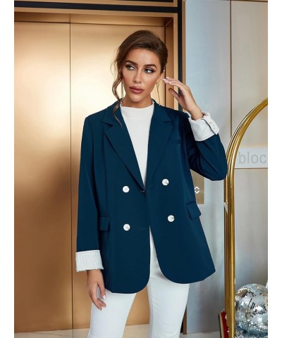 Oversized Blazer Jackets for Women Business Casual Open Front Long Sleeve Blazers with Pockets 2023 Fall Outfits Peacock Blue...