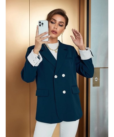 Oversized Blazer Jackets for Women Business Casual Open Front Long Sleeve Blazers with Pockets 2023 Fall Outfits Peacock Blue...