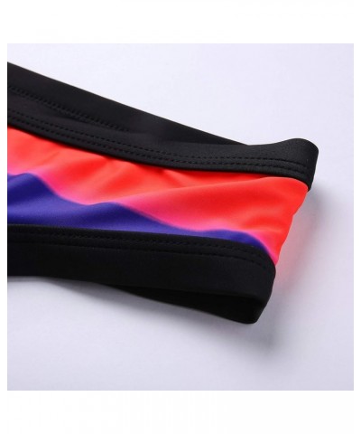 Bikini Two Pieces Bathing Suits for Women Rainbow Bandeau Silky Bikini Dark Blue $14.50 Swimsuits