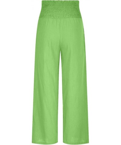 High Waisted Cotton Linen Pants for Women Lounge Wide Leg Palazzo Trousers Summer Work Casual Baggy Pant with Pockets B1-gree...