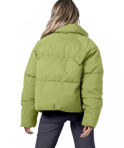 Womens Cropped Puffer Jacket lightweight Zipper Warm Fashion Short Down Jacket Christmas Light Green S $25.30 Jackets