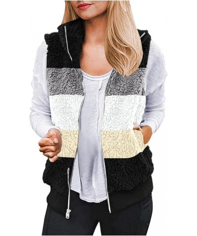 Women's Fuzzy Sherpa Fleece Jacket Lightweight Vest Cozy Sleeveless Cardigan Zipper Waistcoat Outerwear with Hood Black1011 $...