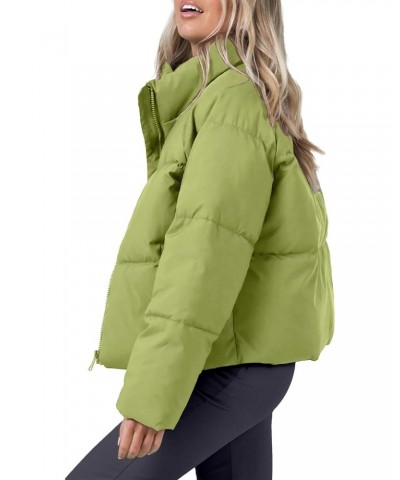 Womens Cropped Puffer Jacket lightweight Zipper Warm Fashion Short Down Jacket Christmas Light Green S $25.30 Jackets