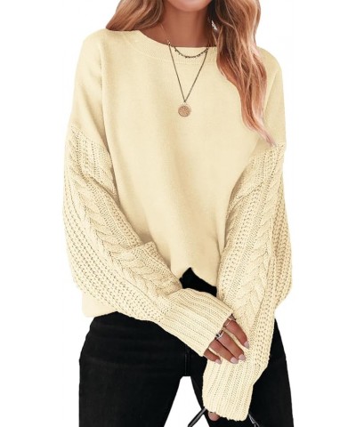 Womens Trendy Oversized Sweaters 2023 Cute Cable Knit Long Sleeve Pullover Tops Cozy Warm Sweater for Fall Winter 01_white $2...