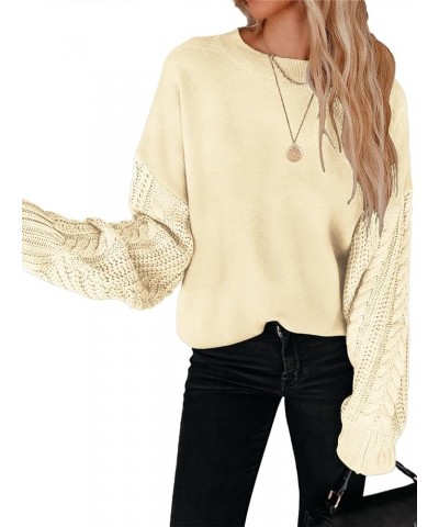 Womens Trendy Oversized Sweaters 2023 Cute Cable Knit Long Sleeve Pullover Tops Cozy Warm Sweater for Fall Winter 01_white $2...