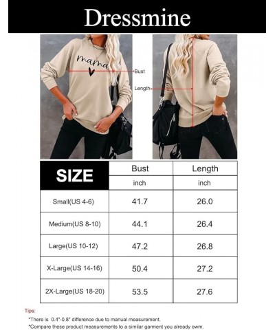 Womens Casual Long Sleeve Mama Sweatshirt Crewneck Graphic Shirts Loose Pullover Tops Blue $14.52 Hoodies & Sweatshirts