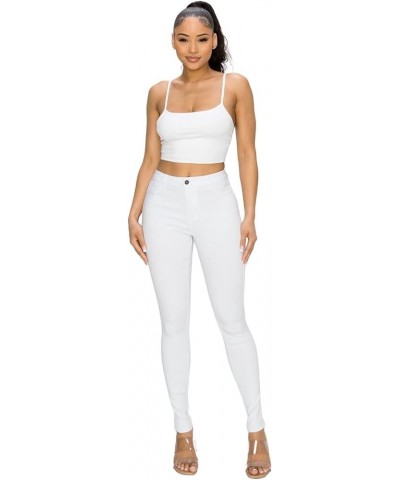 High Waisted-Rise Colored Jeans Ripped Destroyed Distressed Stretchy White $13.94 Jeans