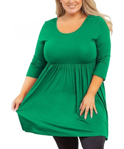 Plus Size Tunic for Women 3/4 Sleeve Crewneck Tops Flowy Blouse Babydoll Maternity Shirts M-5X A17-green $12.71 Tops