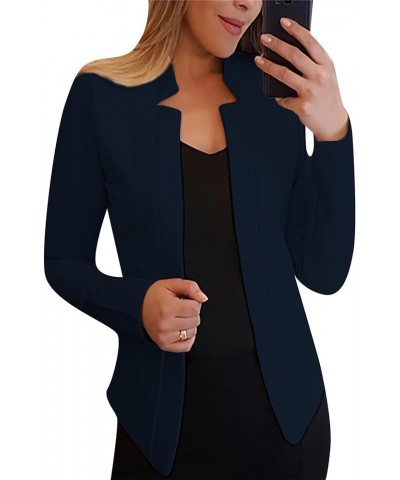 Women's Long Sleeve Cardigan Blazer Casual Office Open Front Short Jacket Blazer Suit Navy Blue $12.75 Suits