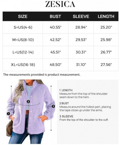 Women's Fall Winter Sherpa Fleece Jacket Casual Long Sleeve Button Down Fuzzy Shacket Outerwear Coat Purple $22.67 Jackets