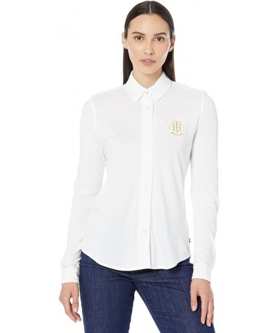 Women's Adaptive Monogram Shirt with Magnetic Closure Optic White Th $29.64 Blouses