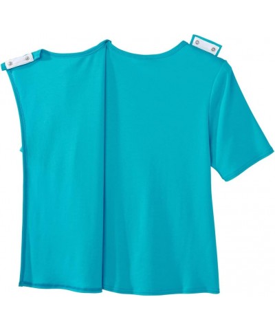 Women’s Open-Back Adaptive Solid Color Diamond T-Shirt Turquoise $12.29 Tops