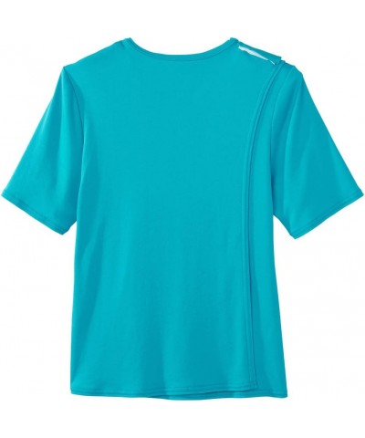 Women’s Open-Back Adaptive Solid Color Diamond T-Shirt Turquoise $12.29 Tops