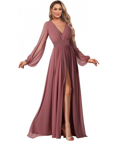 Puffy Long Sleeve Prom Dresses for Women Ball Gown with Slit V Neck Evening Gowns with Pockets YG253 Wisteria $32.99 Dresses