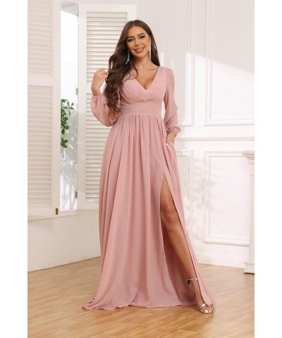 Puffy Long Sleeve Prom Dresses for Women Ball Gown with Slit V Neck Evening Gowns with Pockets YG253 Wisteria $32.99 Dresses