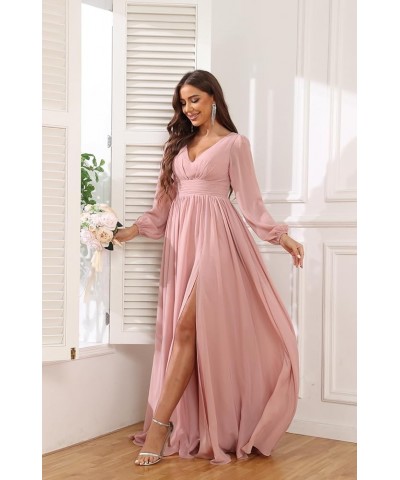 Puffy Long Sleeve Prom Dresses for Women Ball Gown with Slit V Neck Evening Gowns with Pockets YG253 Wisteria $32.99 Dresses