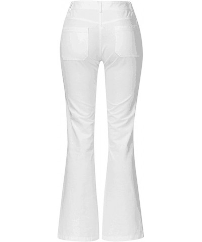 Jeans for Women High Rise Elastic Waist Seamed Front Wide Leg Jeans Stretchy Baggy Boyfriend Straight Leg Jeans E-white $12.1...