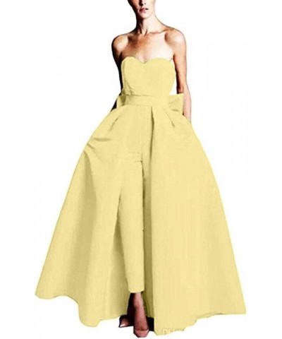 VeraQueen Women's Sweetheart Jumpsuits Evening Dresses with Detachable Skirt Prom Gowns Pants Light Yellow $41.36 Dresses