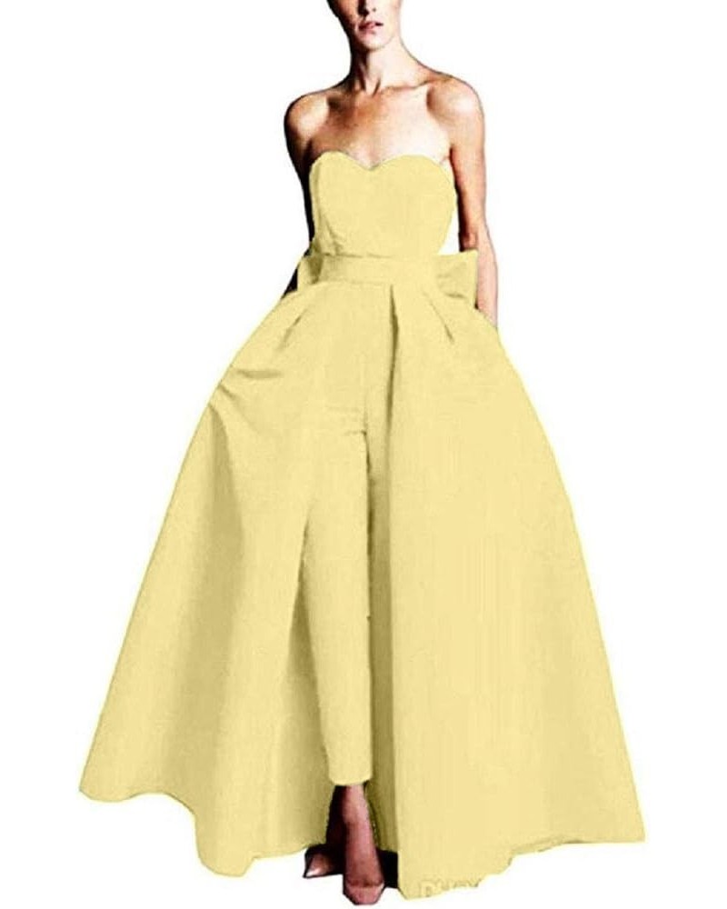 VeraQueen Women's Sweetheart Jumpsuits Evening Dresses with Detachable Skirt Prom Gowns Pants Light Yellow $41.36 Dresses