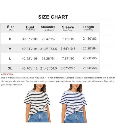 Women's Striped Print t Shirt Short Sleeve Crew Neck Tee Summer Basic Tees for Women Red $10.99 T-Shirts