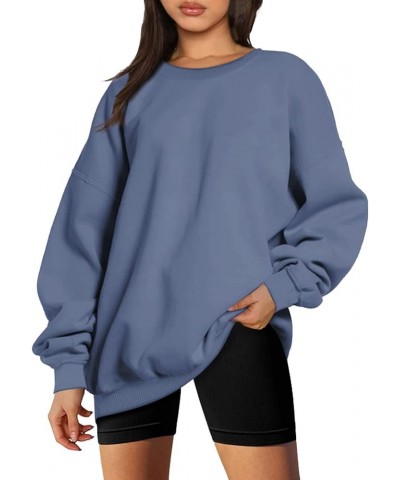 Womens Autumn And Winter Loose Top Solid Color Shoulder Sleeve Hoodless Pullover Sweatshirt Sweater Dz Sweatshirt Navy $12.59...