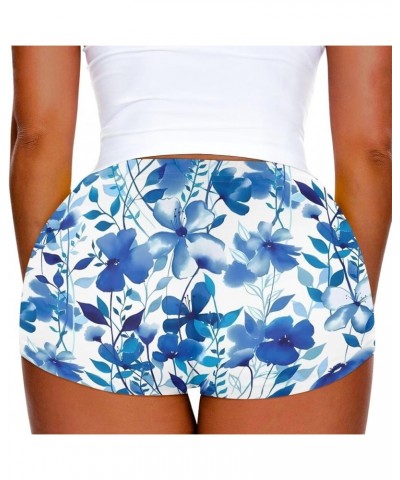 High Waisted Hot Pants Sexy Shorts for Women Skiny-Friendly Blue Floral $9.44 Shorts