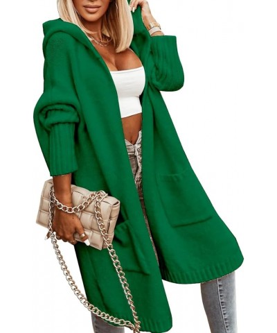 Womens Long Cardigans Cable Knitted Open Front Oversized Hooded Outerwear Sweater Coat Green $29.14 Sweaters