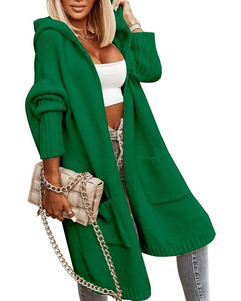 Womens Long Cardigans Cable Knitted Open Front Oversized Hooded Outerwear Sweater Coat Green $29.14 Sweaters