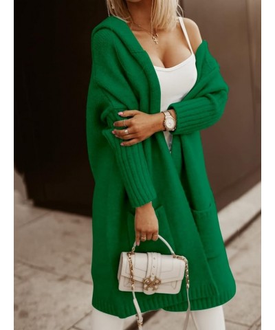 Womens Long Cardigans Cable Knitted Open Front Oversized Hooded Outerwear Sweater Coat Green $29.14 Sweaters