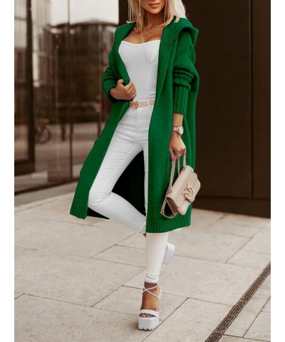 Womens Long Cardigans Cable Knitted Open Front Oversized Hooded Outerwear Sweater Coat Green $29.14 Sweaters